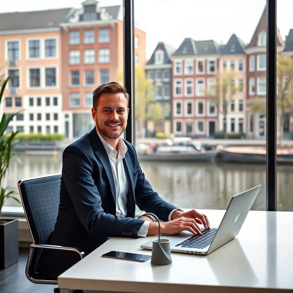 Nederlandse professional geniet van werk-privé balans in een thuiswerksituatie