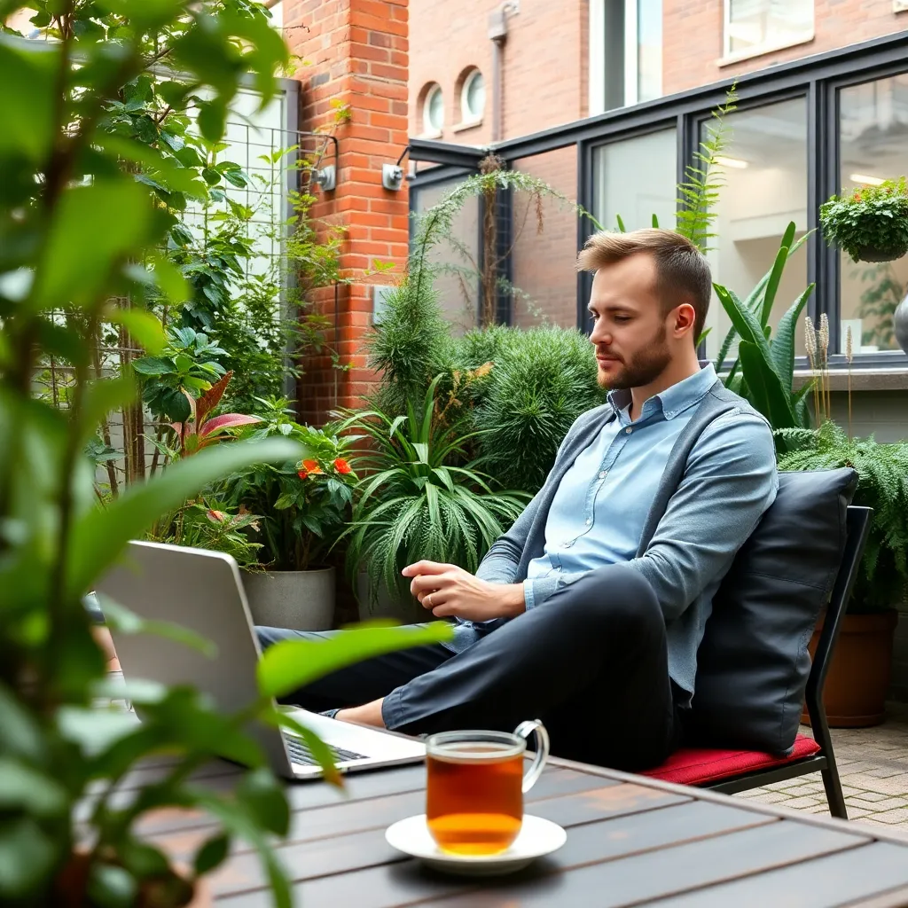 Nederlandse professionals die genieten van een ontspannen lunchpauze in een parkachtige omgeving
